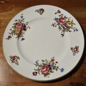 Crown Staffordshire Dresden Spray Salad Plate 8.5" rose floral bouquet